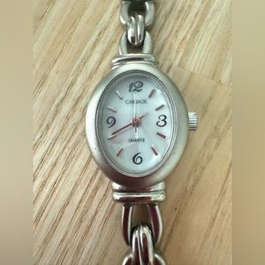 Carriage by Timex ladies oval silver tone watch NEW BATTERY